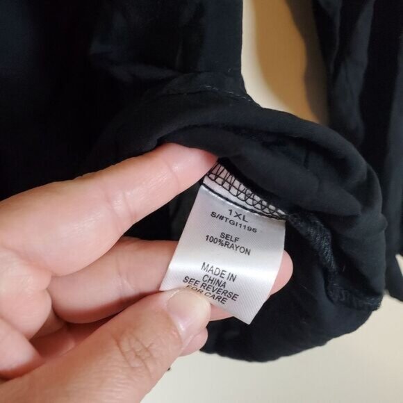 Fashion Nova Black You Better Work Button-up Polo Shirt Size 1X - Picture 6 of 8